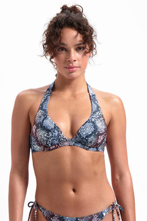 voorgevormde halter bikinitop slangenprint