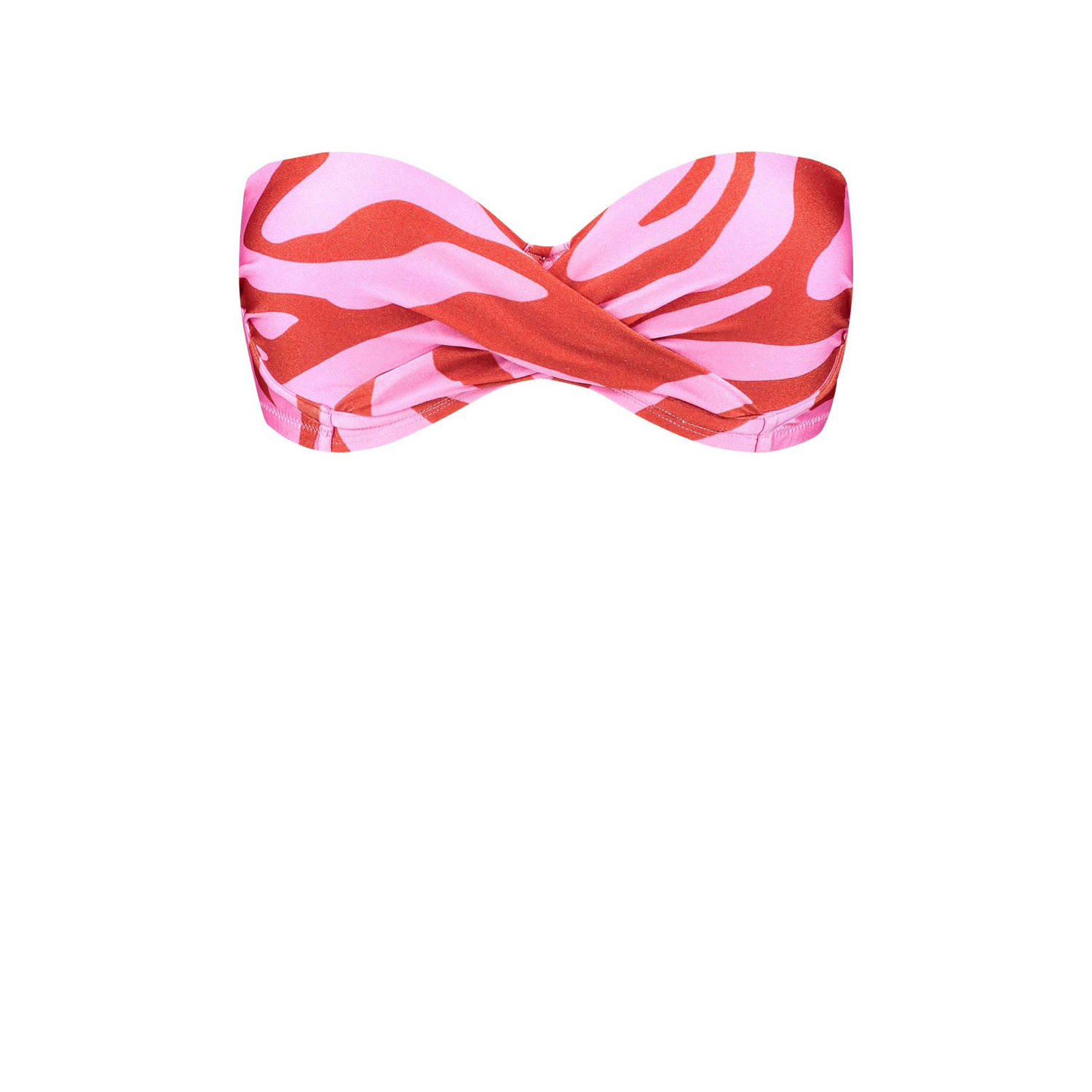 Beachlife voorgevormde strapless bandeau bikinitop roze rood