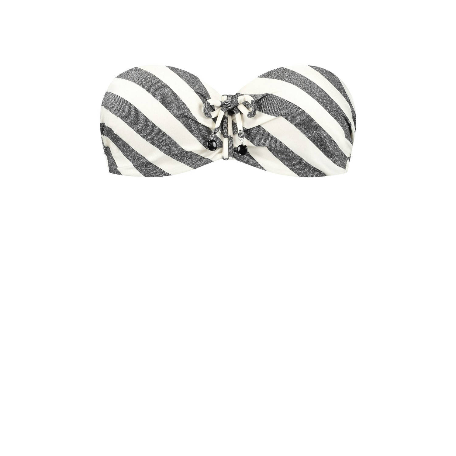 Cyell voorgevormde strapless bandeau bikinitop met lurex zilver wit