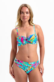 thumbnail: Cyell voorgevormde strapless bandeau bikinitop turquoise/roze