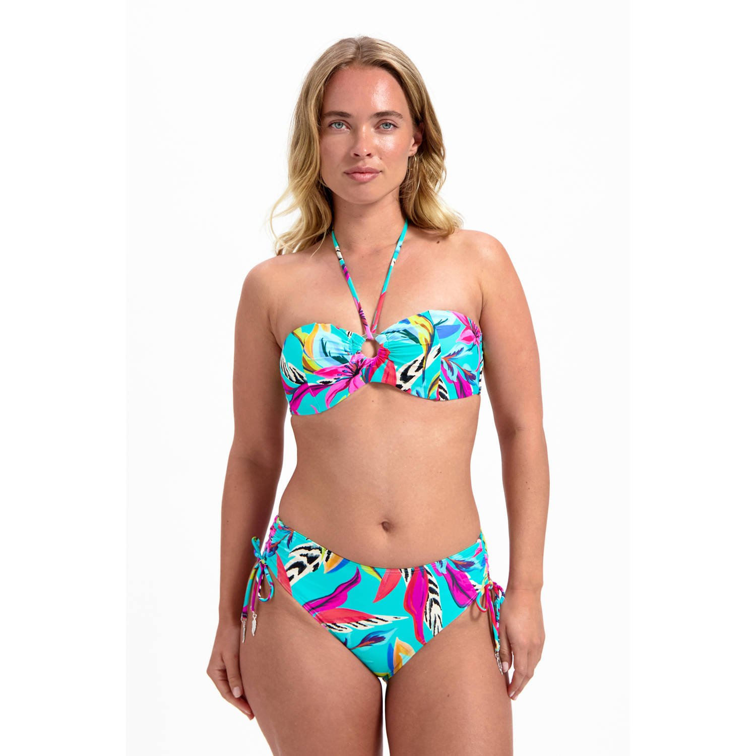 Cyell high waist bikinibroekje turquoise roze