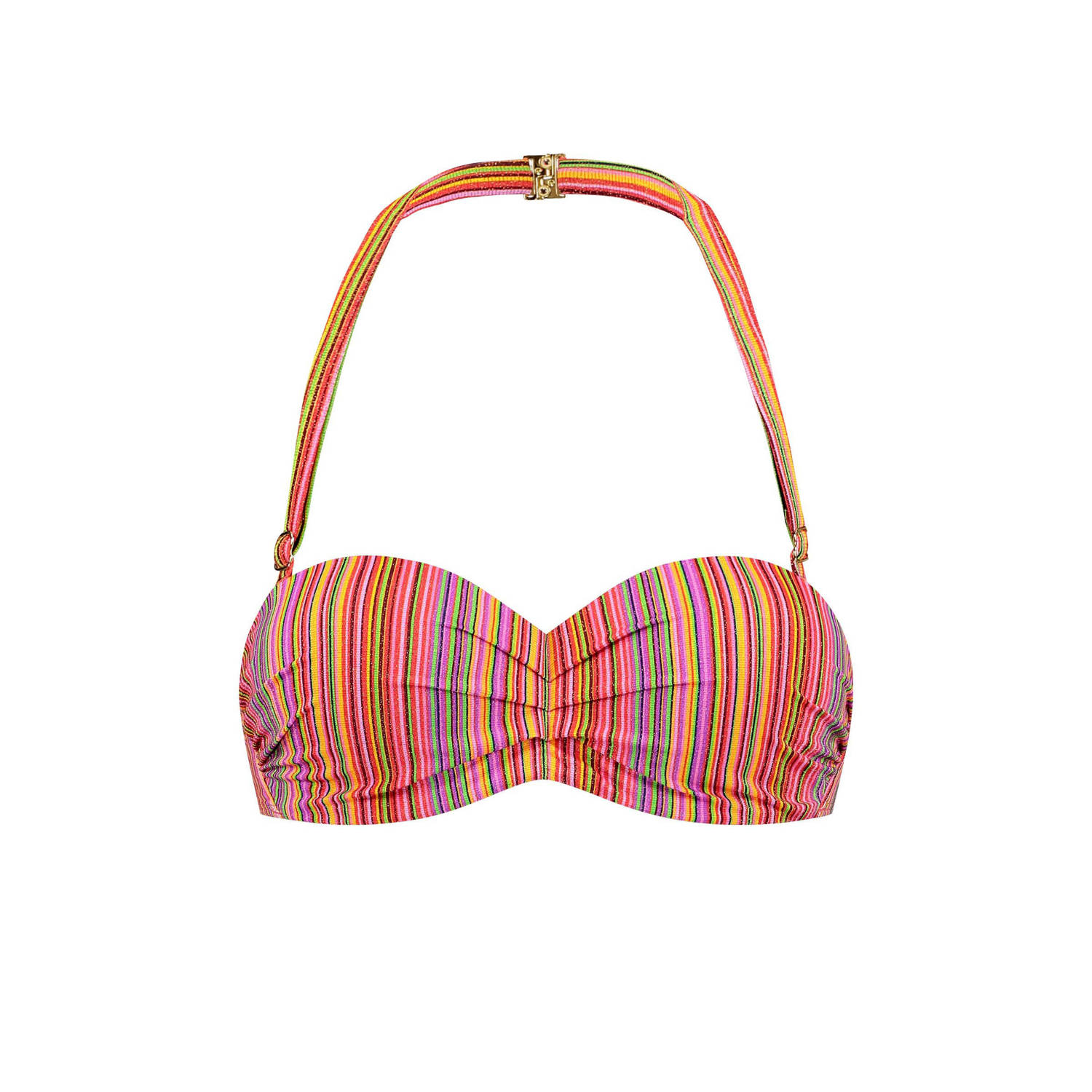Cyell voorgevormde strapless bandeau bikinitop oranje multi