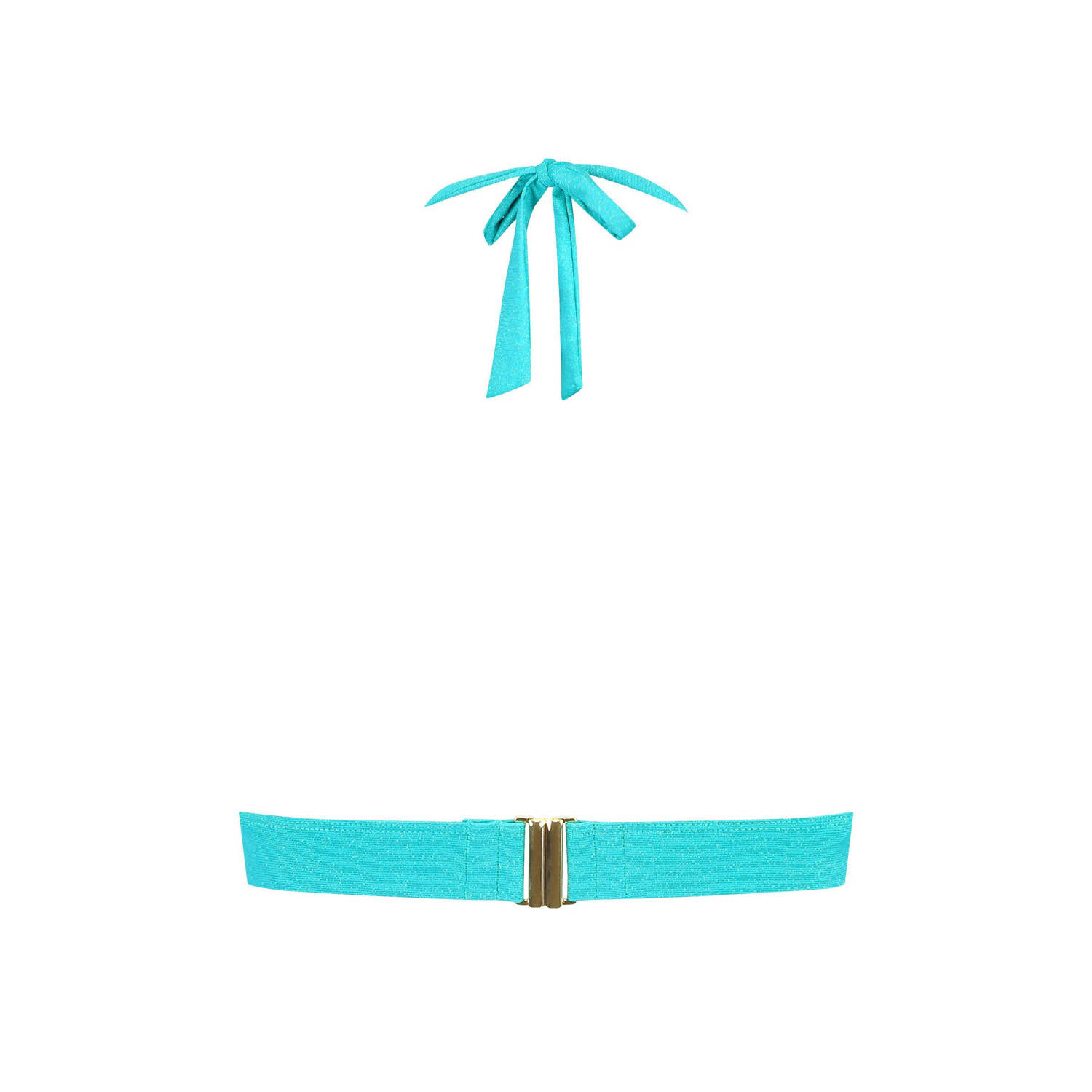 Cyell voorgevormde triangel bikinitop met lurex turquoise