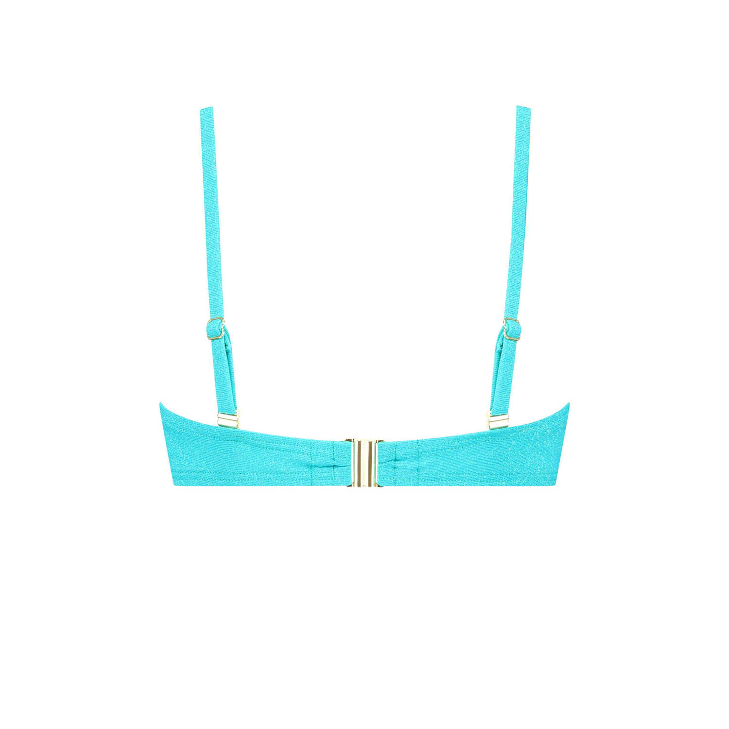 Cyell voorgevormde strapless bandeau bikinitop met lurex turquoise