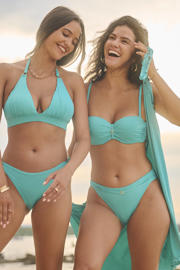 thumbnail: Cyell voorgevormde strapless bandeau bikinitop met lurex turquoise