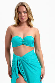 thumbnail: Cyell voorgevormde strapless bandeau bikinitop met lurex turquoise