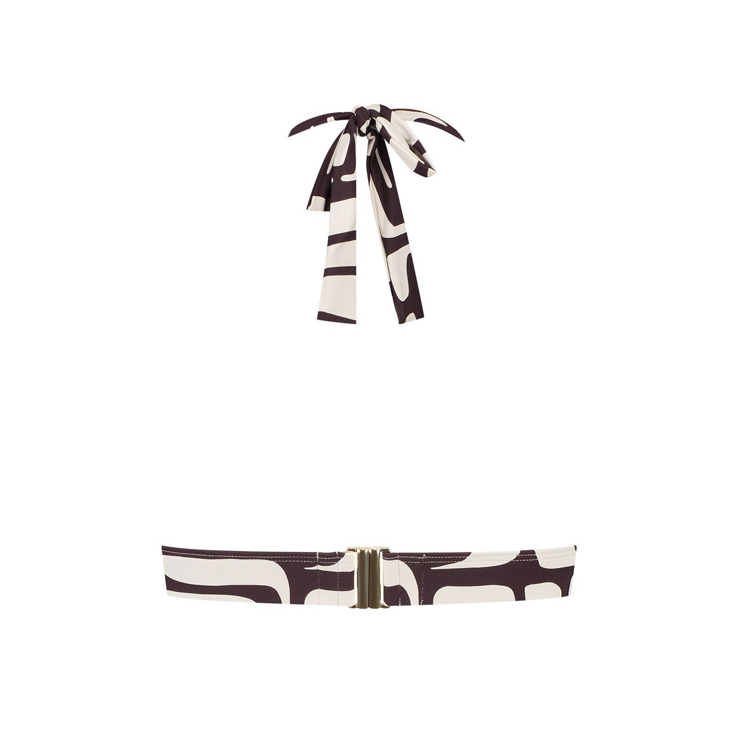 Cyell voorgevormde halter bikinitop bruin wit