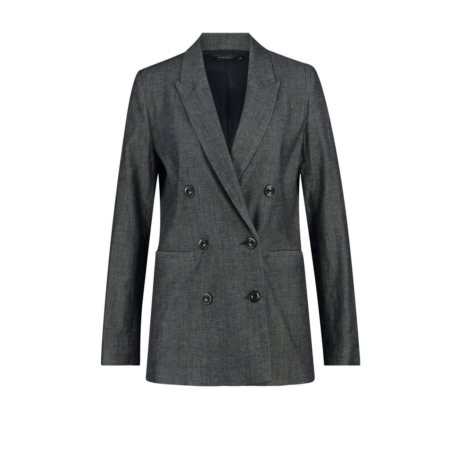 Claudia Sträter gemêleerde rechtvallende blazer black denim