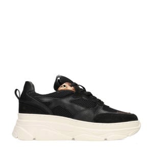 Jana chunky leren sneakers zwart