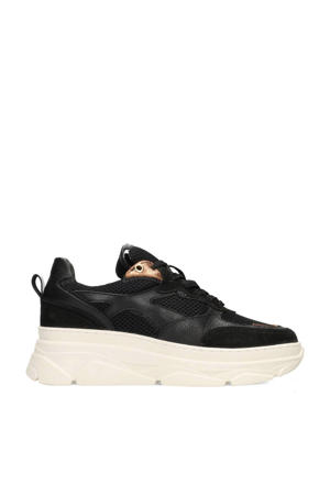 Jana chunky leren sneakers zwart