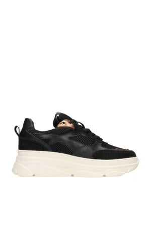 Jana chunky leren sneakers zwart