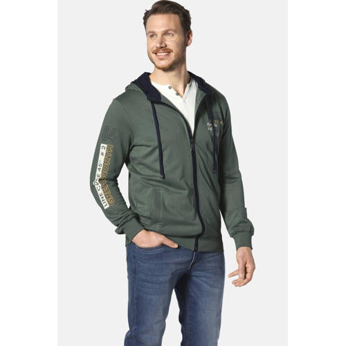 Jan Vanderstorm sweatvest RODERICH Plus Size met contrastbies afbeelding