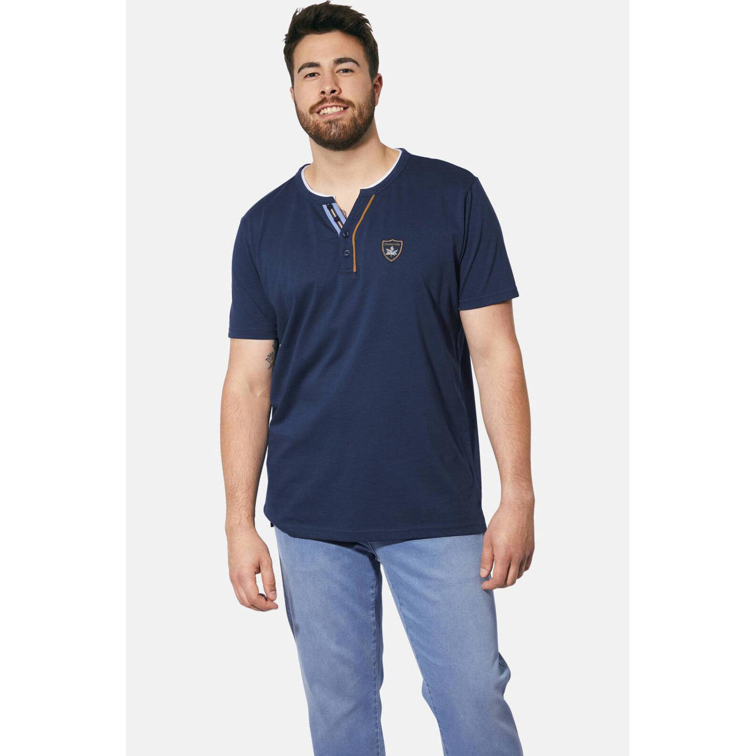 Charles Colby T-shirt EARL LUDUVON Plus Size met printopdruk donkerblauw