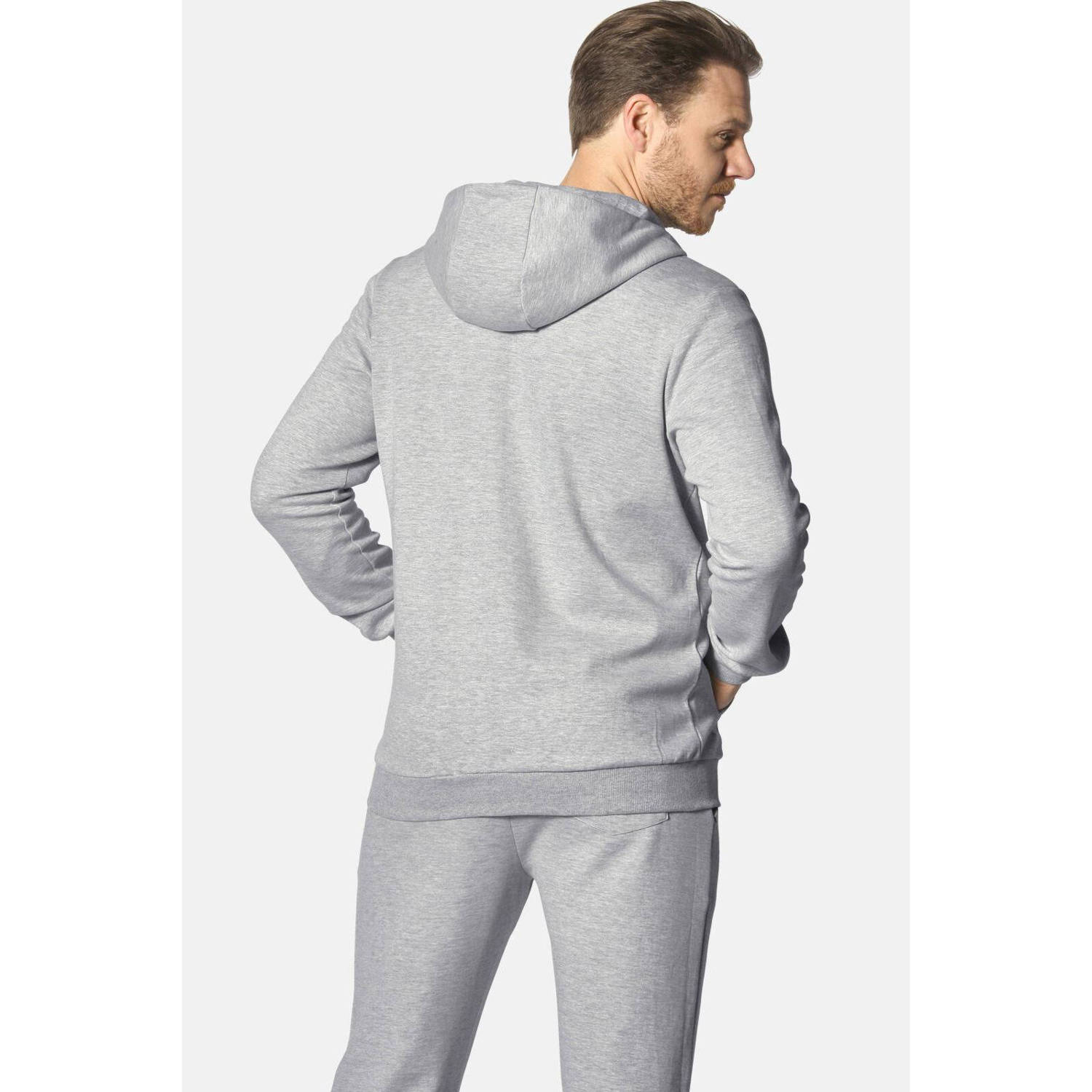 Jan Vanderstorm +FIT Collectie sweatvest ODGRIM Plus Size met printopdruk grijs