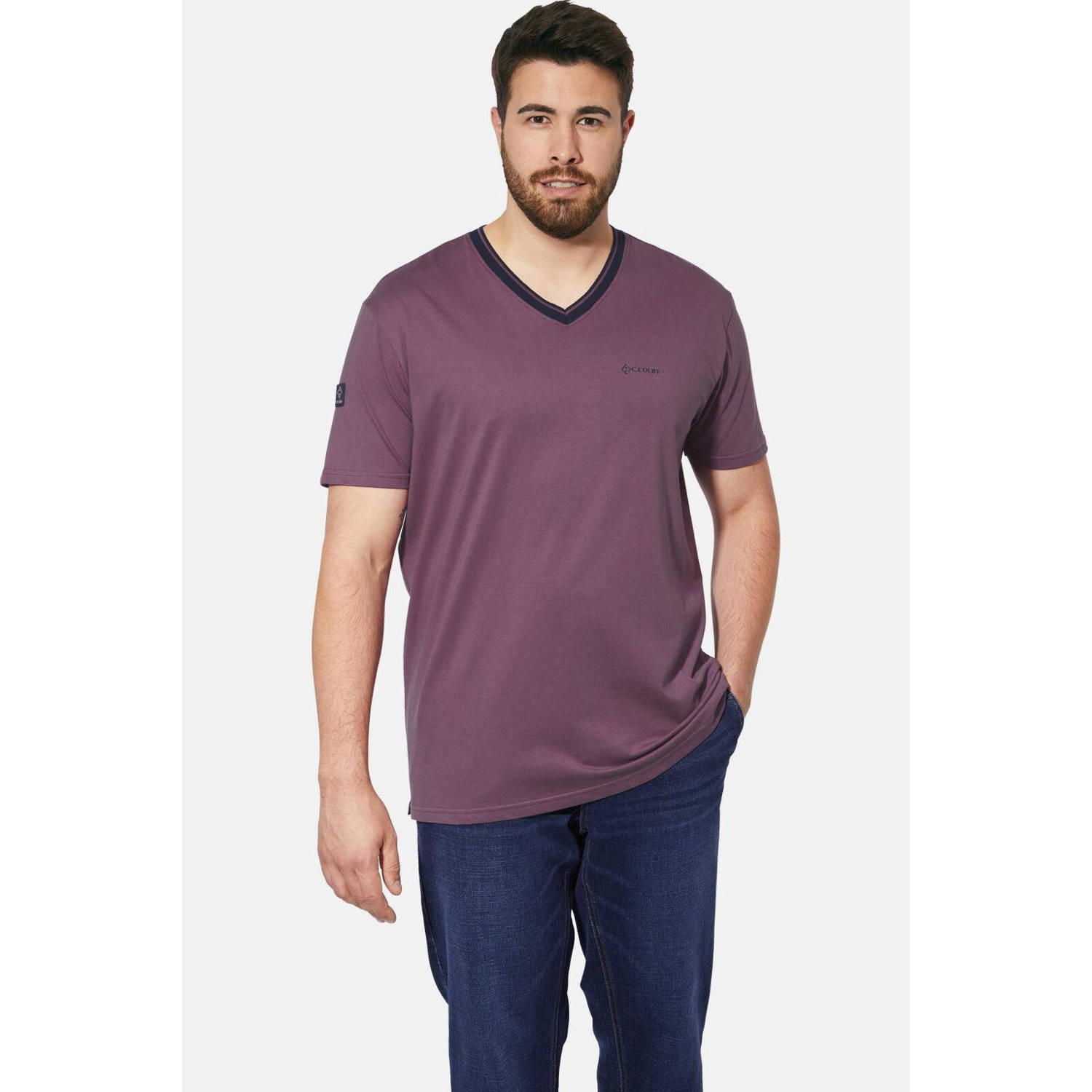 Charles Colby T-shirt EARL EDELEY Plus Size donkerblauw paars