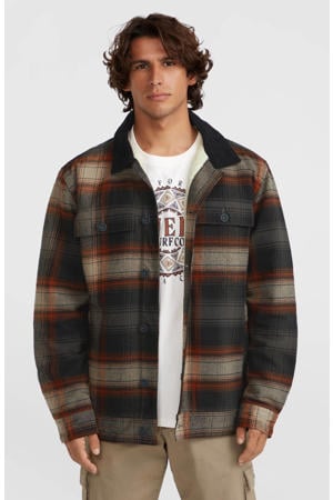 geruit flanellen overshirt bruin