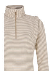 thumbnail: Beige en witte dames Protest skipully Ivory van katoen met ruitenprint, lange mouwen en halve rits