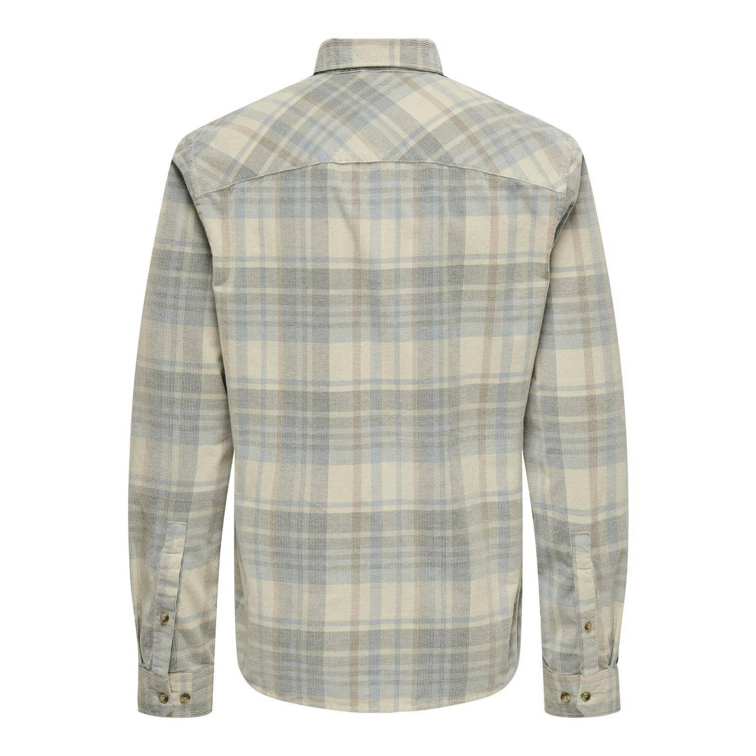 ONLY & SONS geruit overhemd ONSNELSON beige