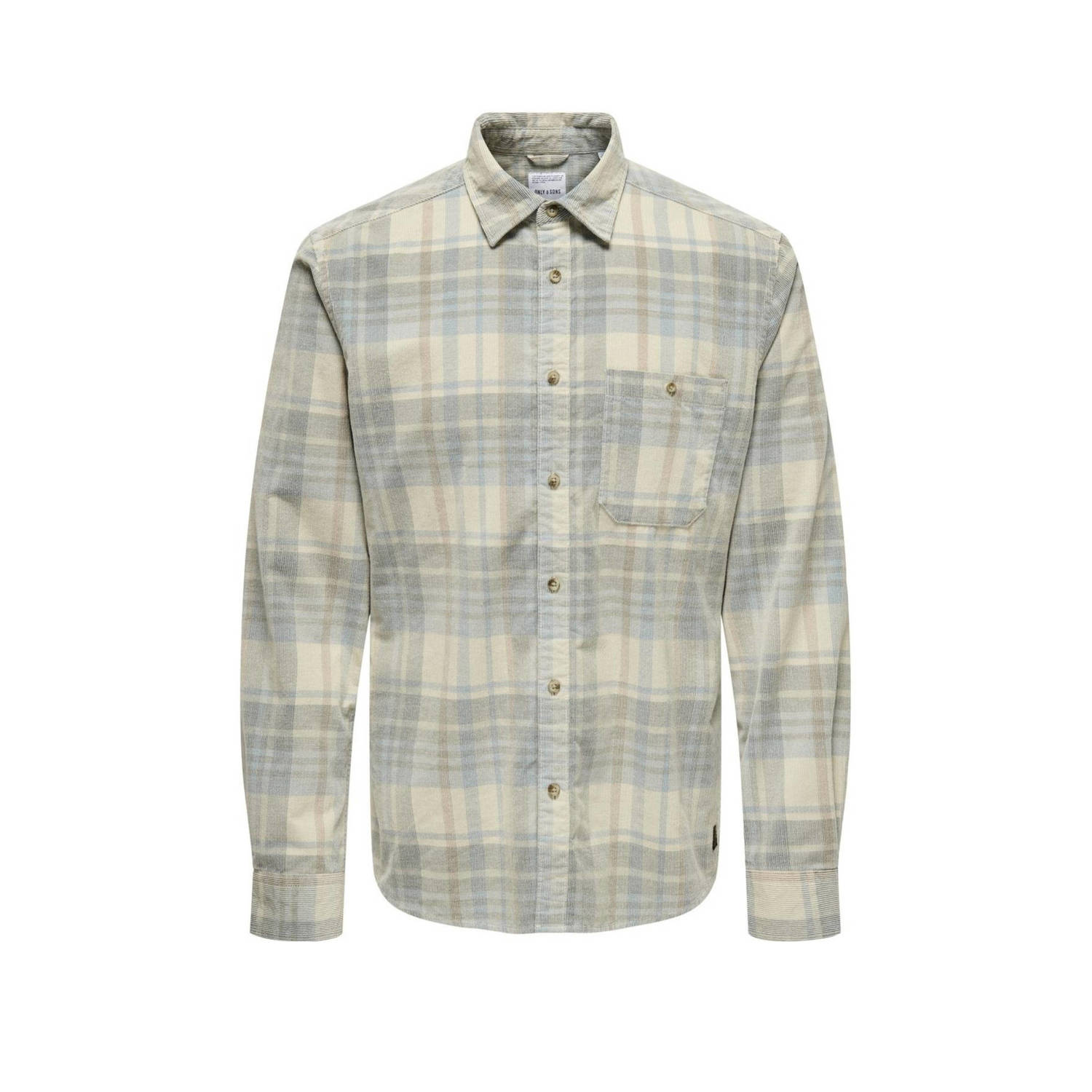 ONLY & SONS geruit overhemd ONSNELSON beige