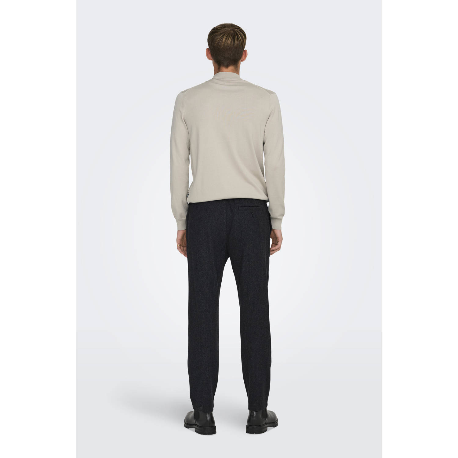ONLY & SONS tapered fit broek ONSLINUS zwart