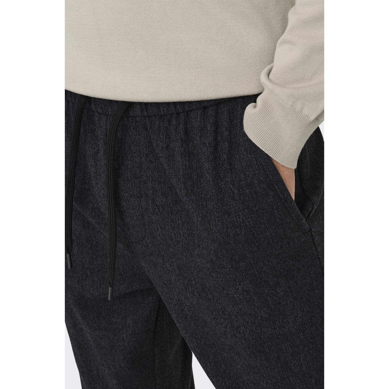 ONLY & SONS tapered fit broek ONSLINUS zwart