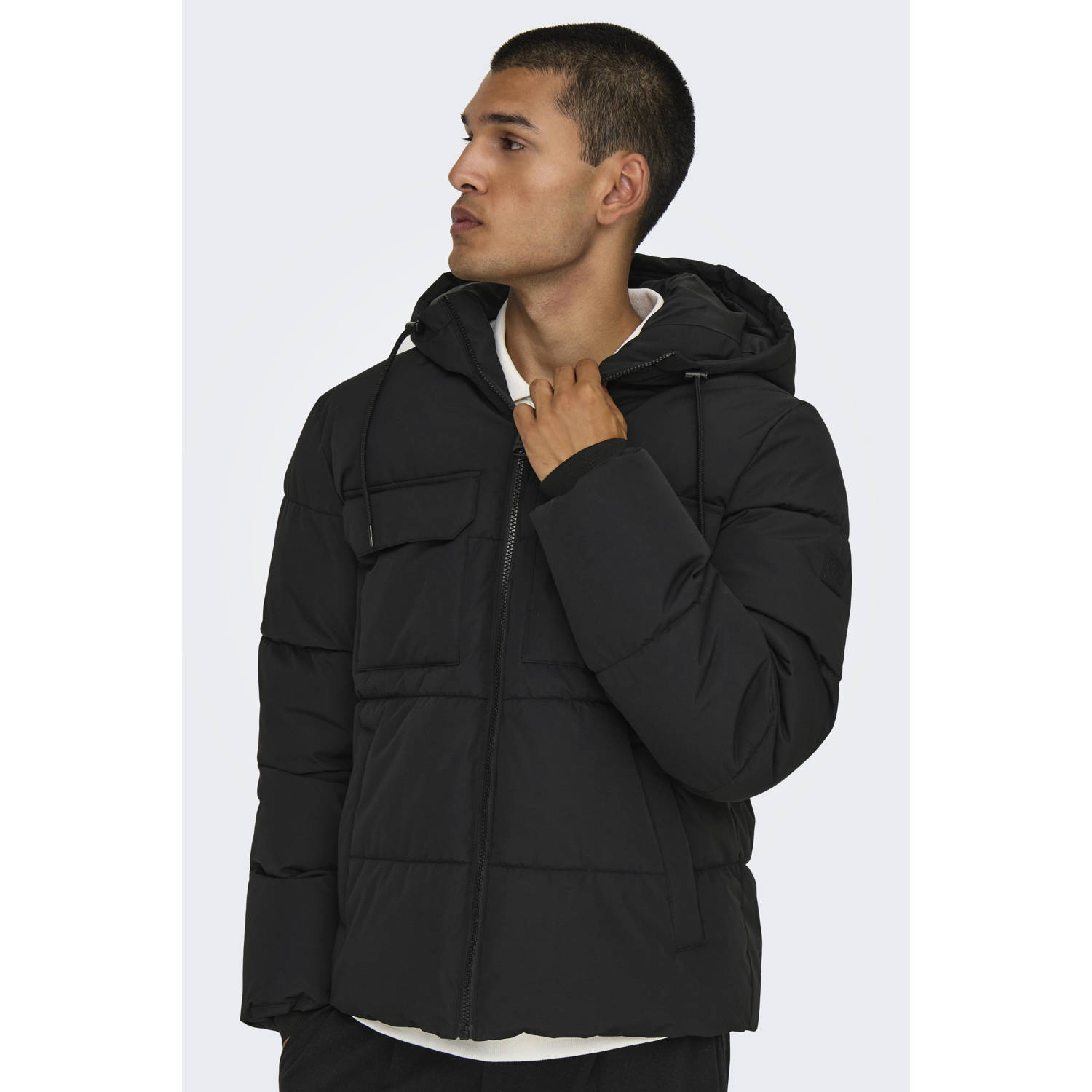 Only & Sons Casual Denim Jack voor Mannen Black Heren