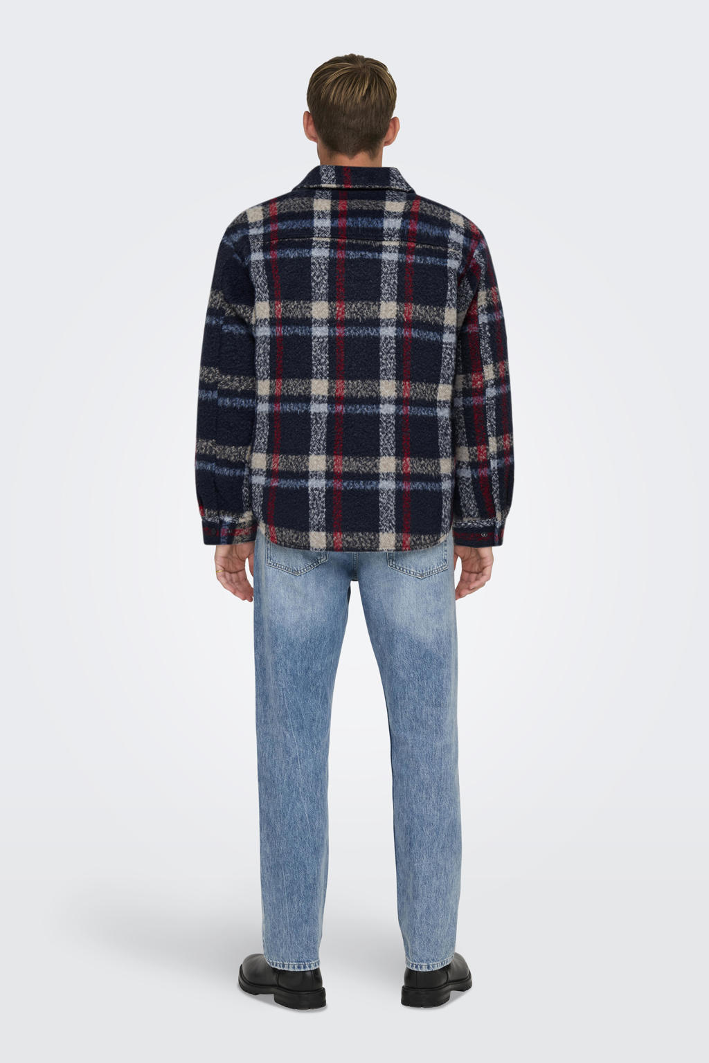 ONLY & SONS geruite jas ONSGIO donkerblauw
