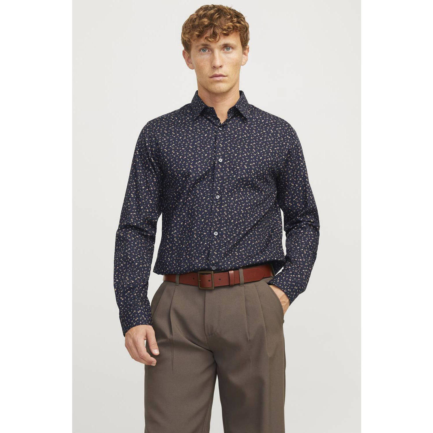 JACK & JONES PREMIUM comfort fit overhemd donkerblauw