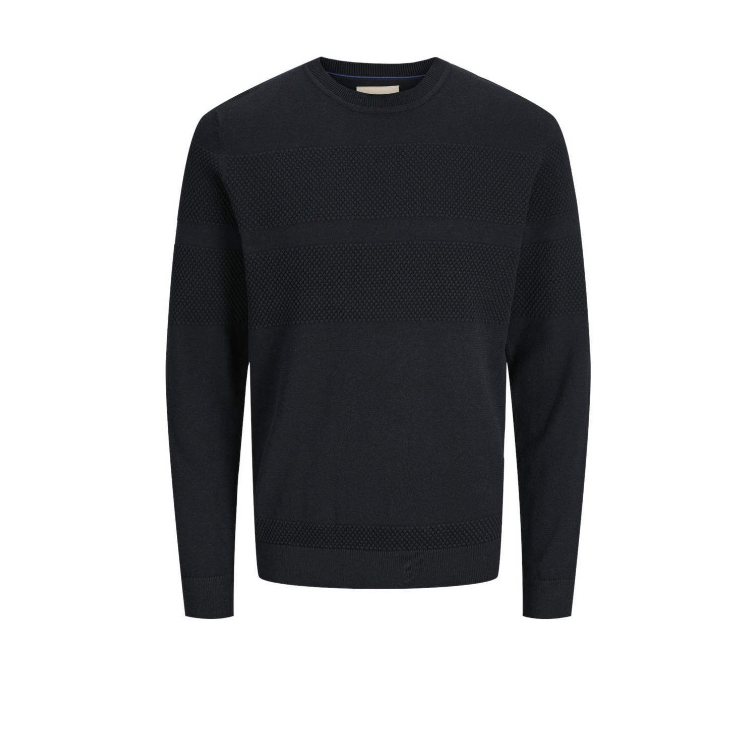 Jack & jones Gebreide Crew Neck Zwarte Trui Black Heren