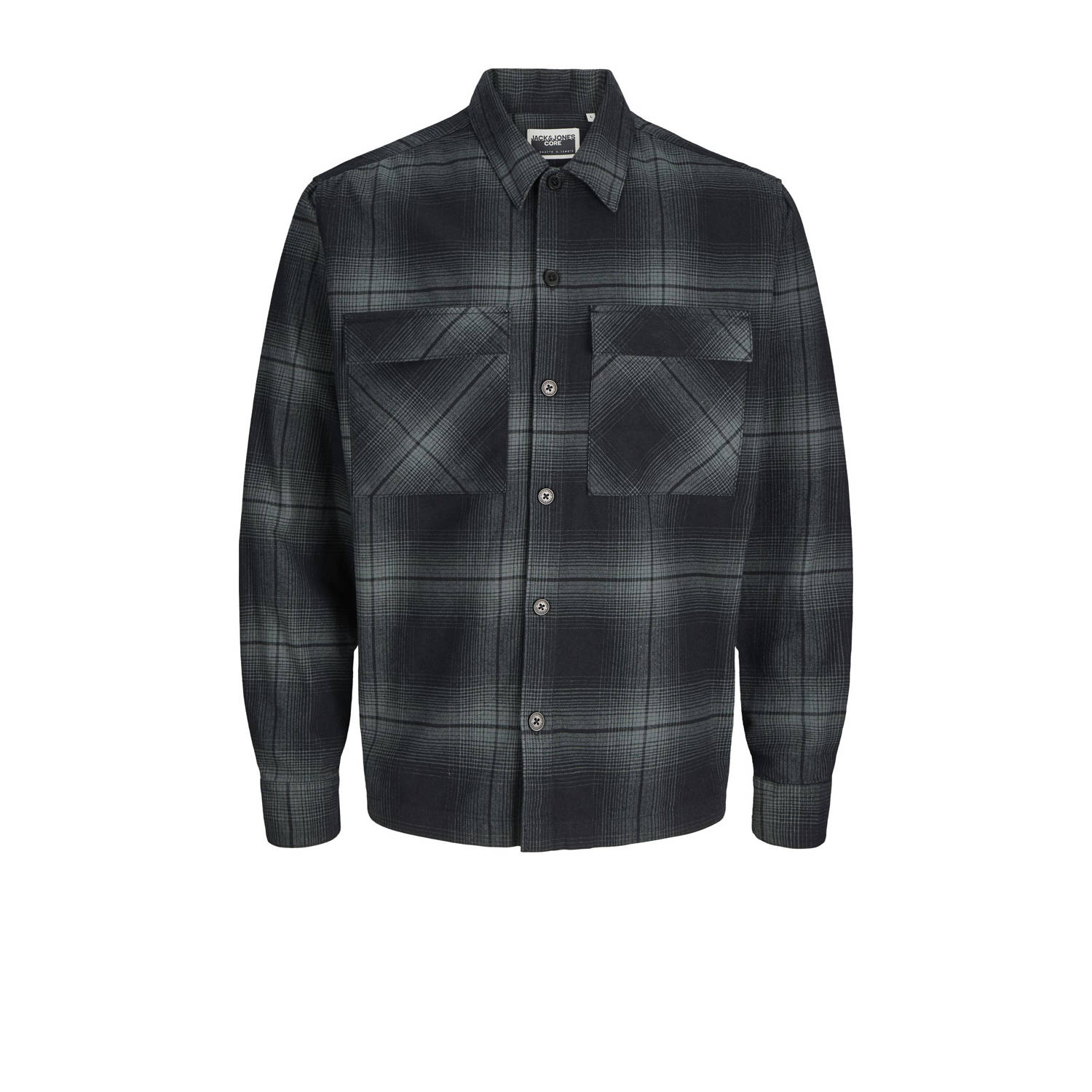 JACK & JONES CORE geruit overshirt JCOCHARLIE grijs