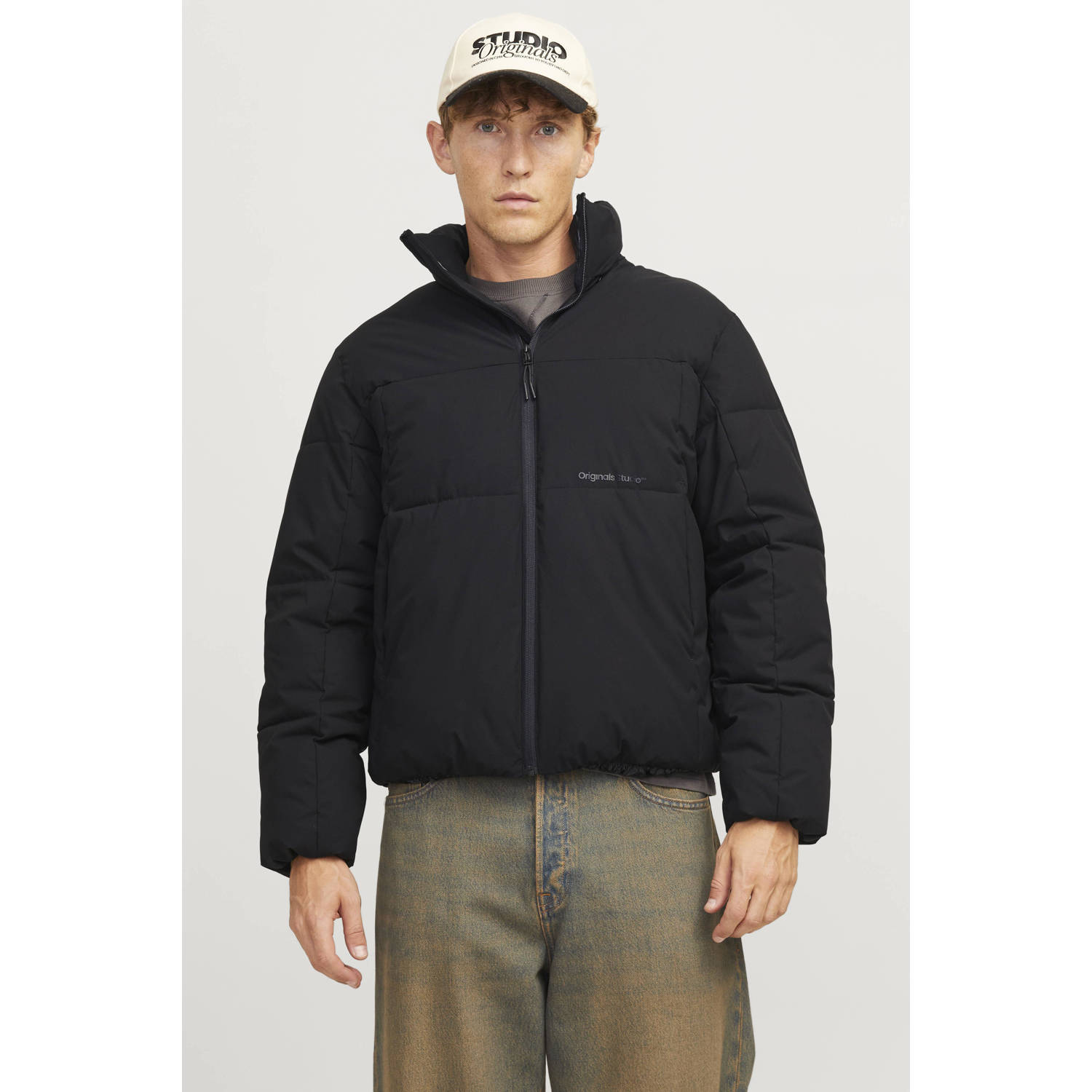 JACK & JONES ORIGINALS gewatteerde jas JORVESTERBRO zwart