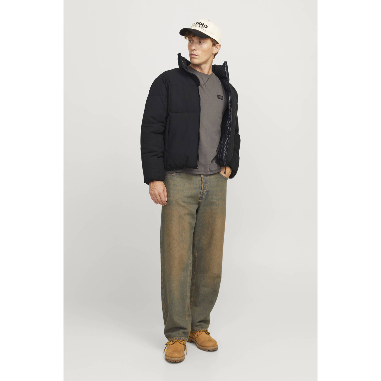 JACK & JONES ORIGINALS gewatteerde jas JORVESTERBRO zwart