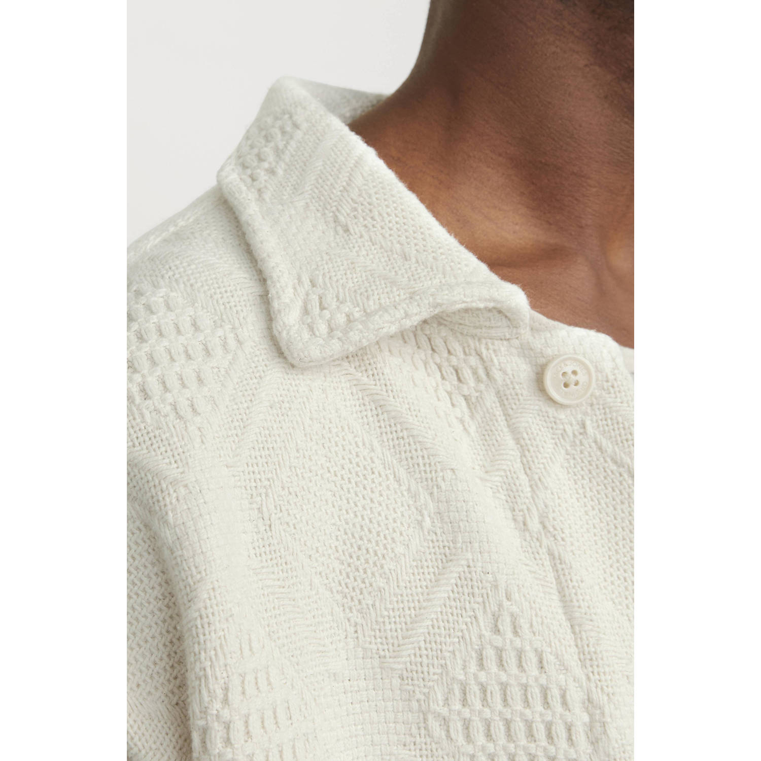 JACK & JONES ORIGINALS overshirt JORGREENPOINT met ingebreid patroon ecru