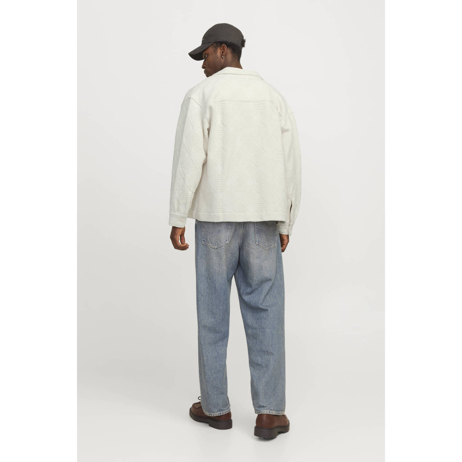 JACK & JONES ORIGINALS overshirt JORGREENPOINT met ingebreid patroon ecru