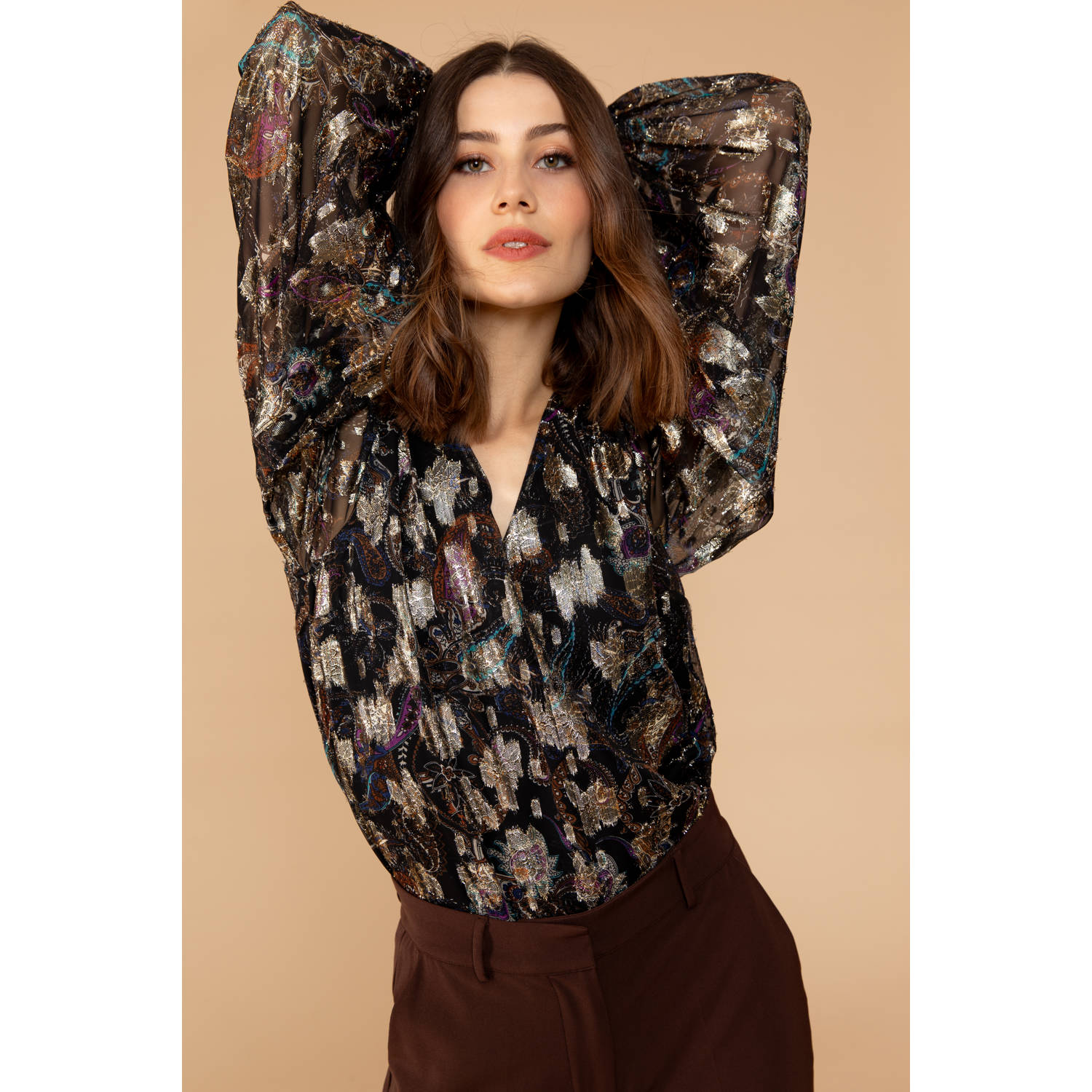 Freebird blousetop Beandra met all over print multi