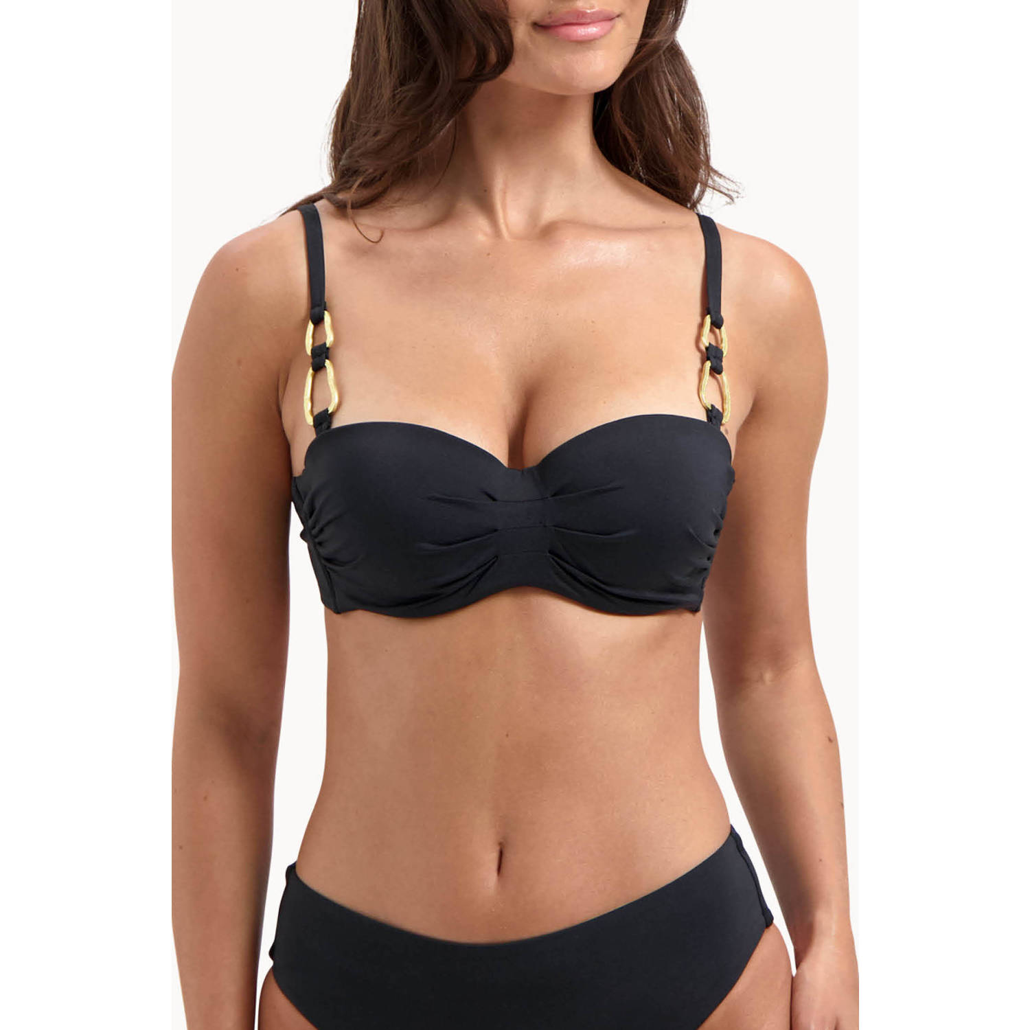 Cyell Design voorgevormde strapless bandeau bikinitop Femme Noir zwart