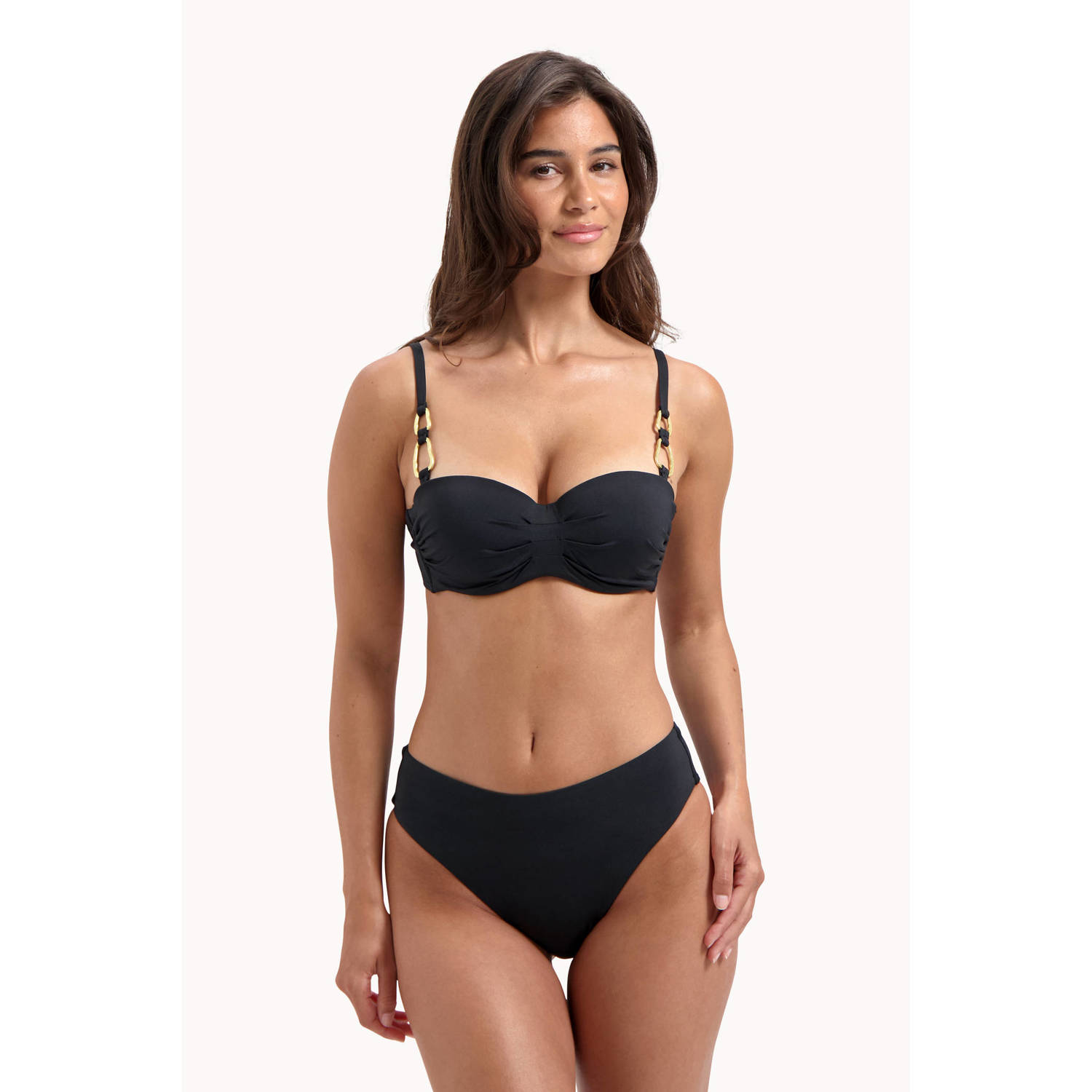 Cyell Design voorgevormde strapless bandeau bikinitop Femme Noir zwart