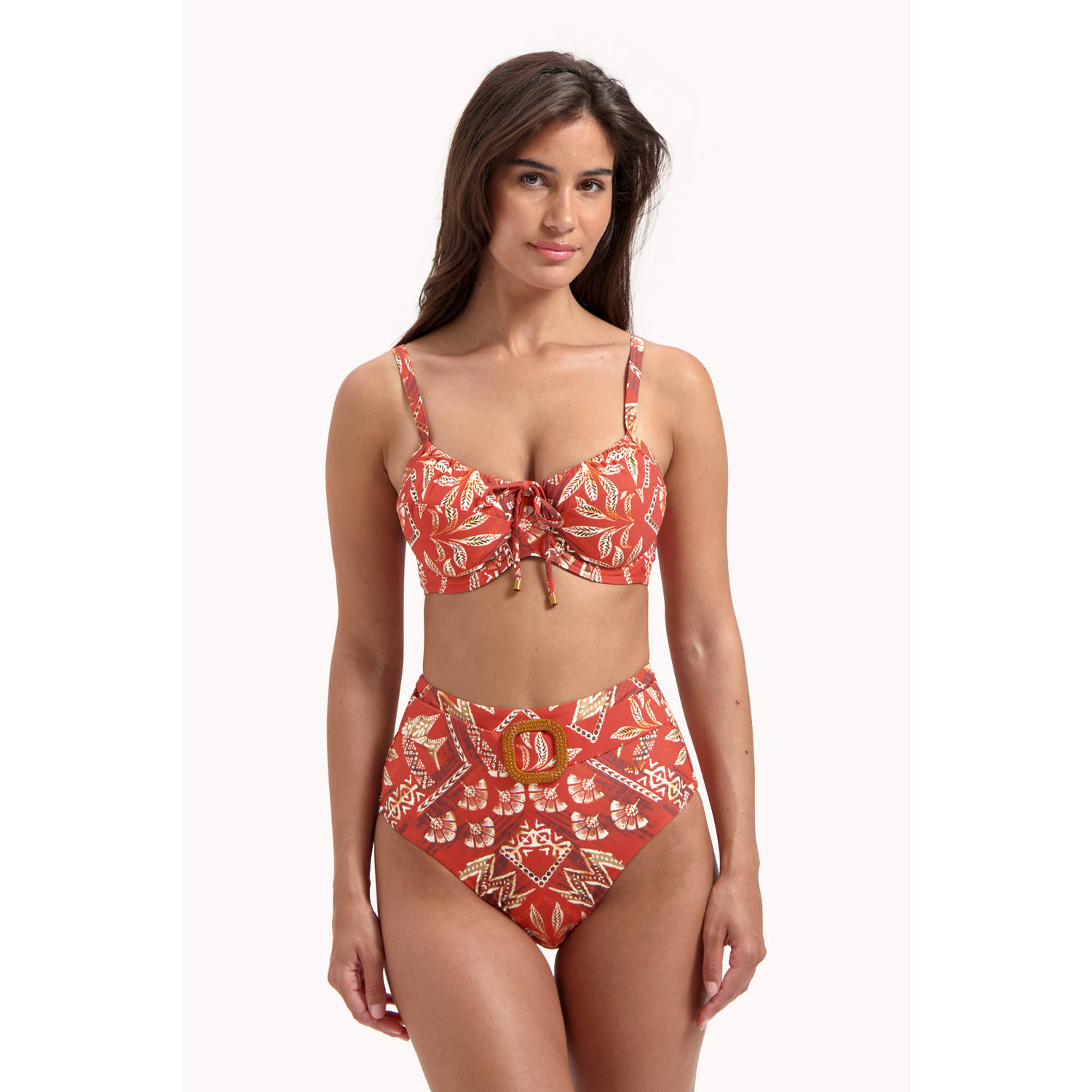Cyell Design high waist bikinibroekje Terra Batik oranje