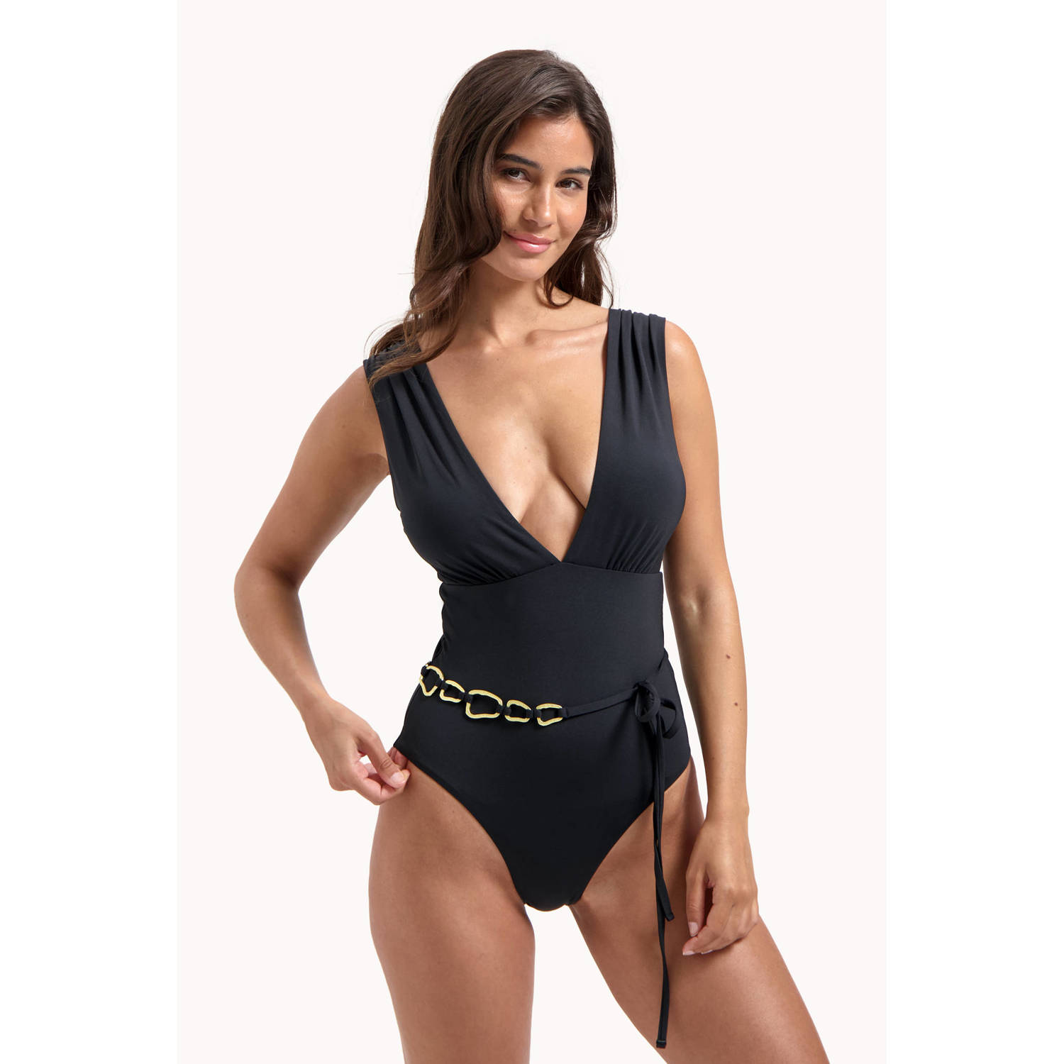Cyell Design badpak Femme Noir met ceintuur zwart