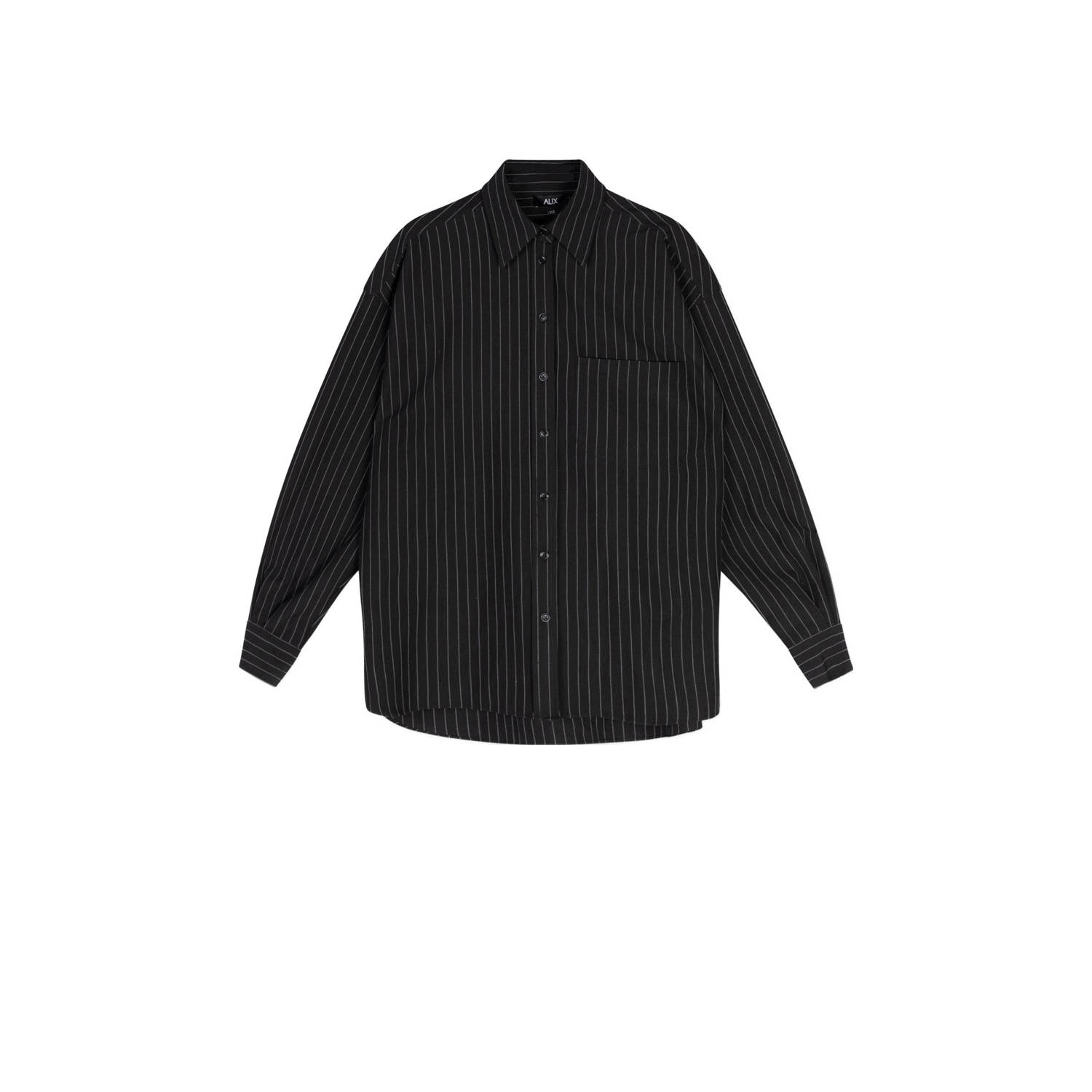 Alix the Label blouse PINSTRIPE BLOUSE met krijtstreep zwart