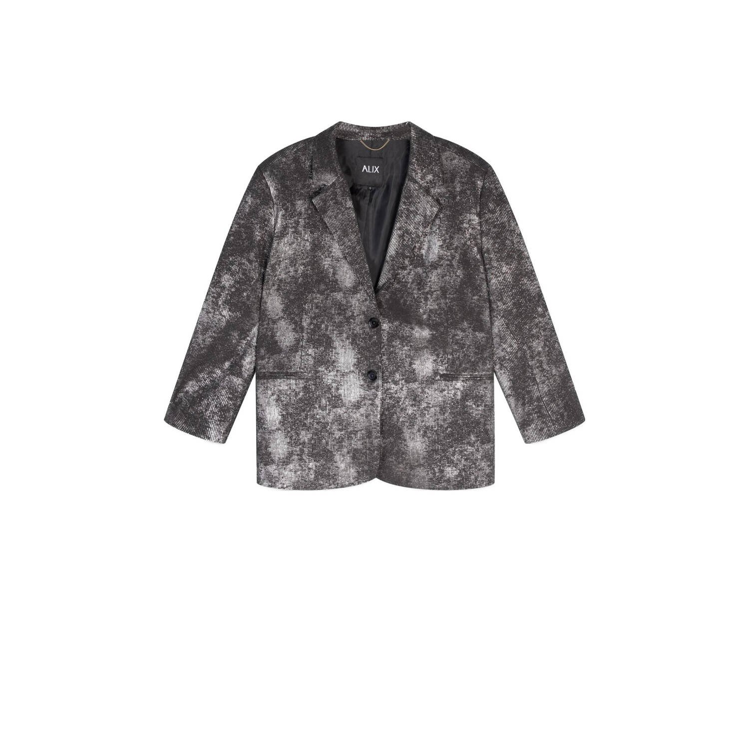 Alix the Label oversized blazer met all over print grijs