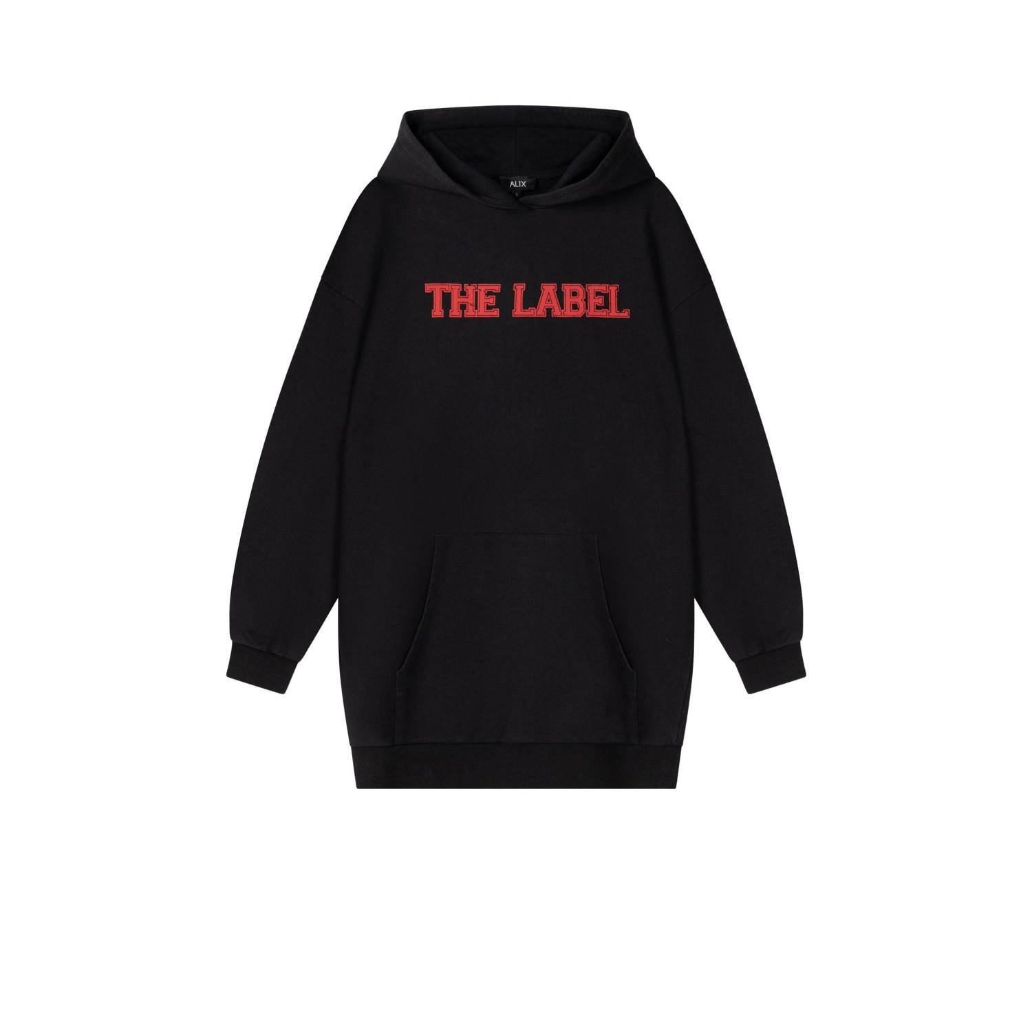 ALIX THE LABEL Dames Jurken Ladies Knitted Hooded Sweat Zwart
