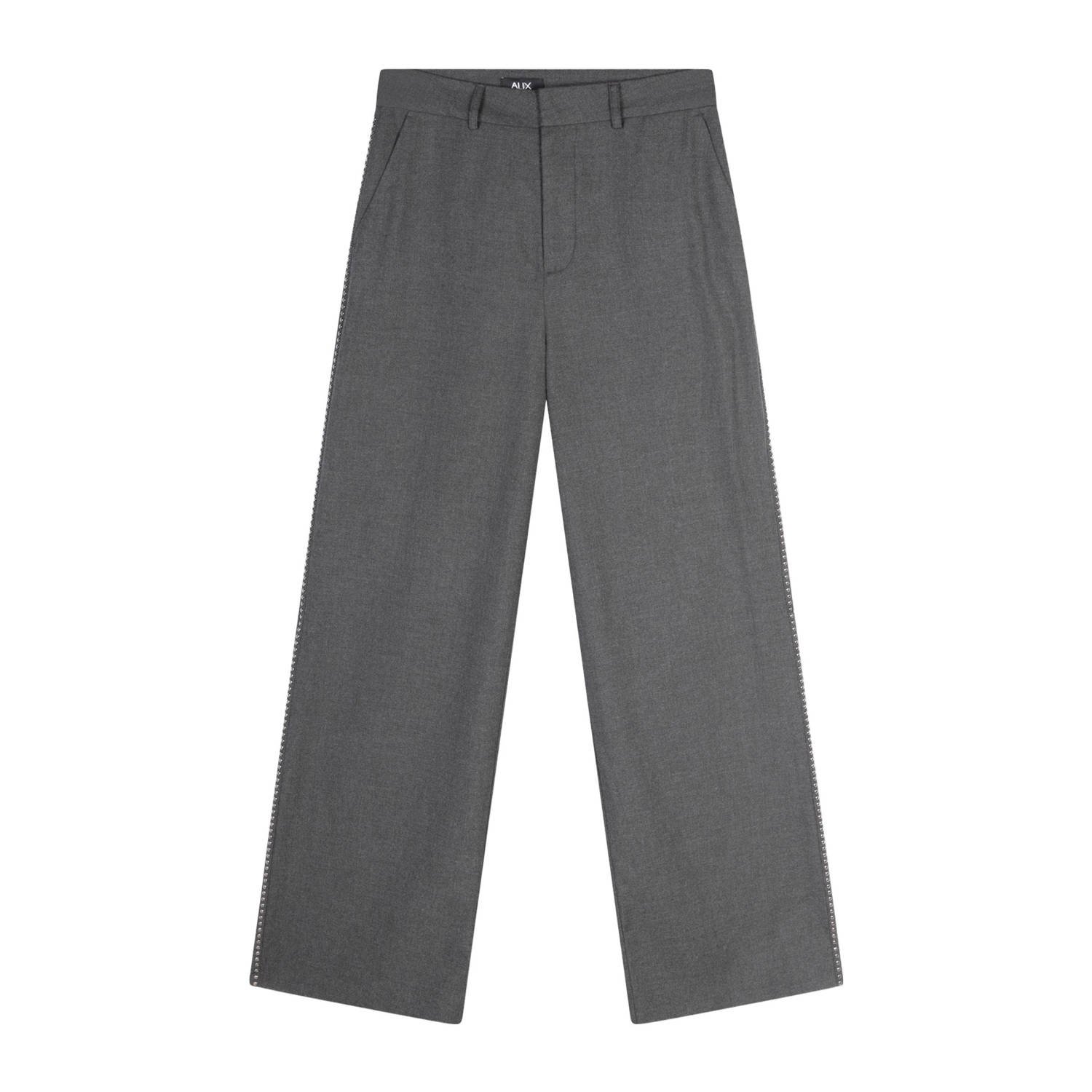 ALIX THE LABEL Dames Broeken Ladies Woven Wide Leg Pants Antraciet