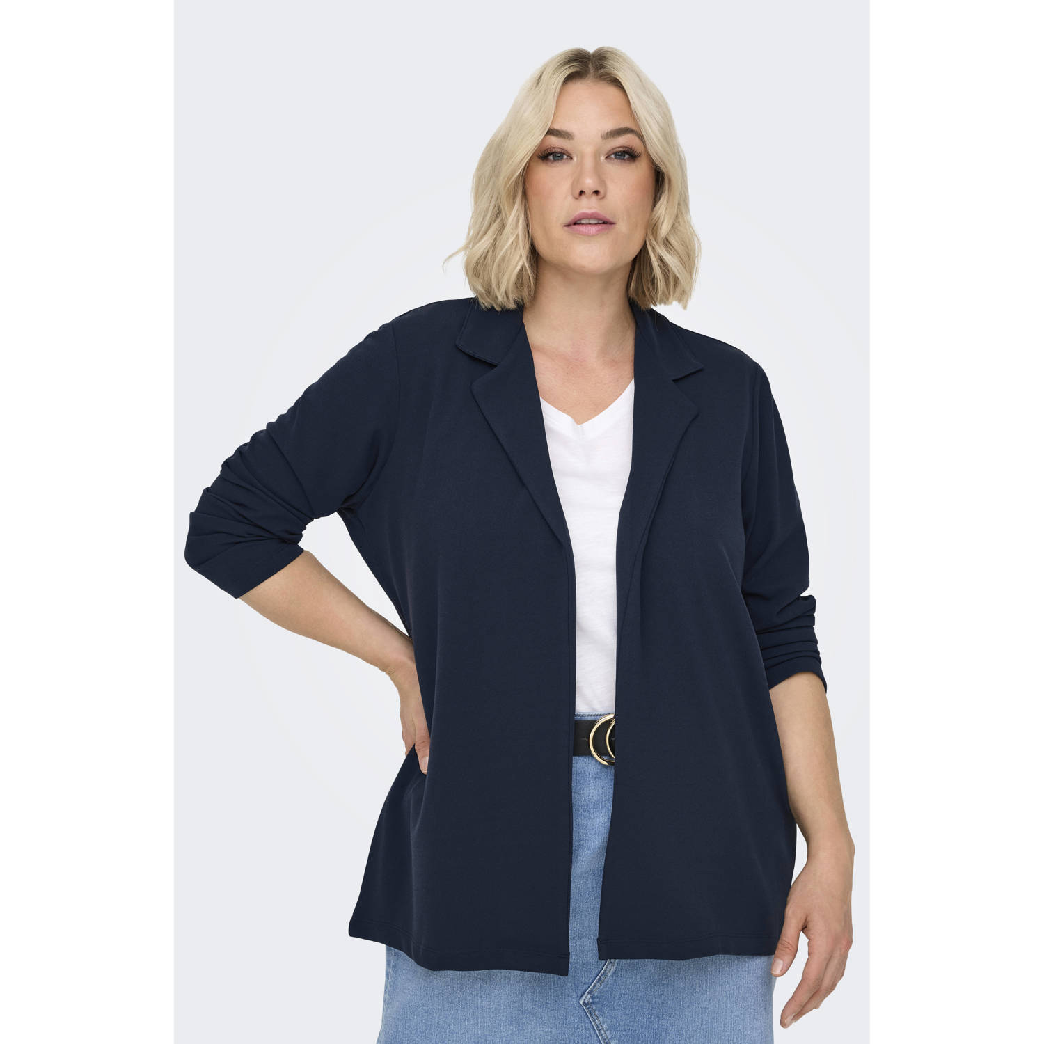 ONLY CARMAKOMA rechtvallende blazer CARSANIA donkerblauw