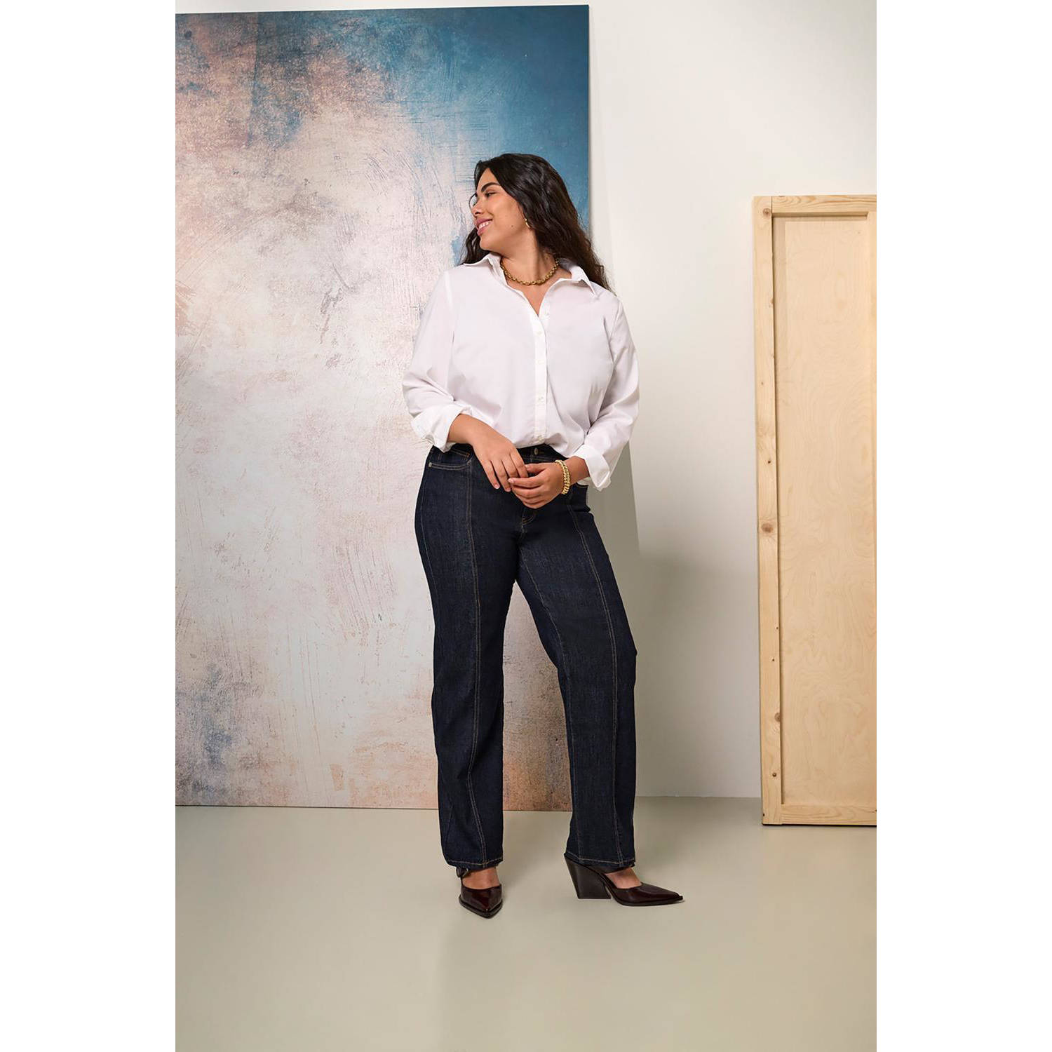 ONLY CARMAKOMA straight leg jeans CARALICIA dark blue denim