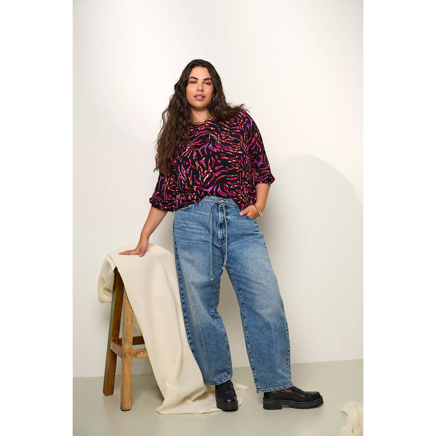 ONLY CARMAKOMA top CARNANCI met all over print zwart multi