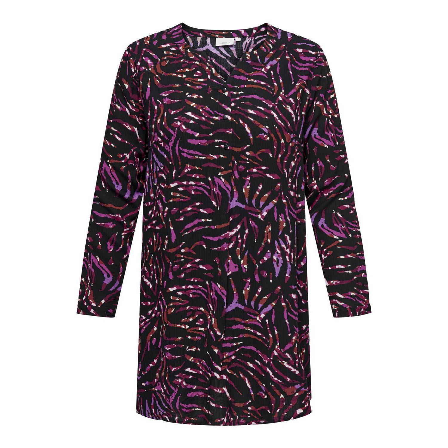 Only Carmakoma Lange Tuniekjurk Zwart Dierenprint Multicolor Dames