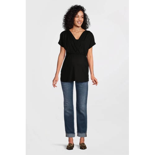 LOVE2WAIT zwangerschaps- en voedings blousetop zwart afbeelding