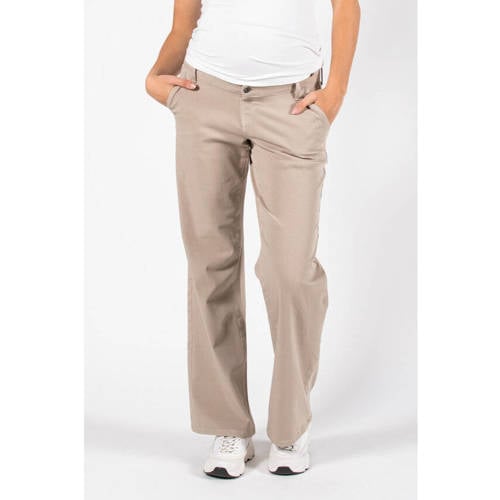 LOVE2WAIT wide leg regular waist zwangerschaps casual broek zand afbeelding