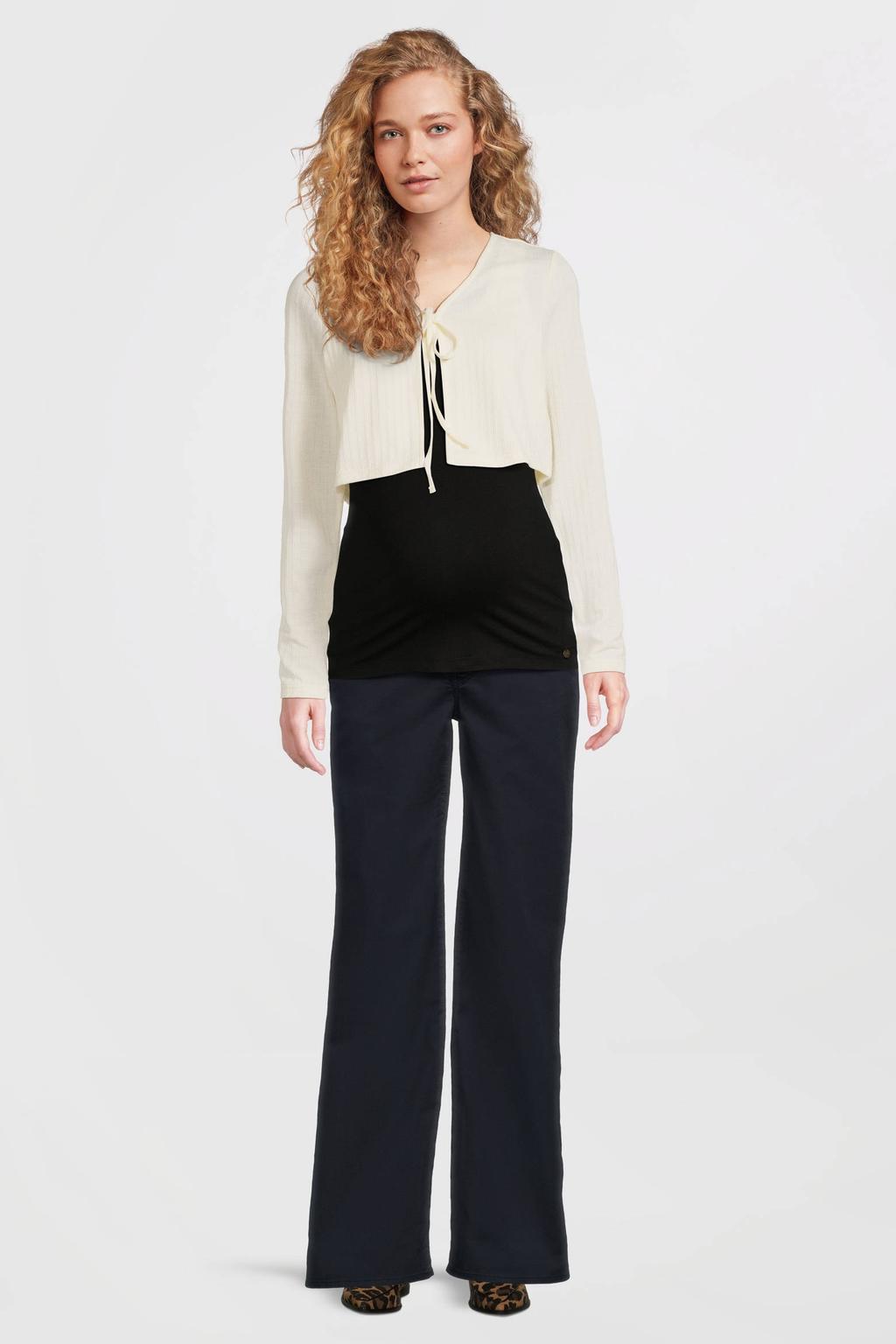 LOVE2WAIT wide leg regular waist zwangerschaps casual broek donkerblauw